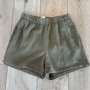 Good American Oversized Shorts Women's Army Green Casual Sweat Shorts Size 0